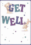 Through this charming get well greeting, warmth and optimism leap from the page much like laughter in a nearby Bloomsbury café. Two delightful companions-a teddy bear with cloud-soft fur and a playful puppy with velvety ears-share the stage, each holding and supporting the oversized, colourful letters that spell out a lively 'Get Well.' Vivid indigo and teal shades infuse the text, their confident tones set gently against a creamy background that exudes purity and calm. Scattered across the card, starbursts in hues of blue and purple twinkle like evening lights along Great Russell Street, symbolising new beginnings and the gentle magic of healing. The illustrated textures-every tuft of bear and shimmer of pup-invite a sense of tactile comfort, as if their embrace could be felt through the card. This design, ideal for pairing with fresh local flowers from Florist Bloomsbury, brings together heartfelt care, artistic playfulness, and the promise of brighter days, making it a beautiful gesture for anyone on the road to recovery in our vibrant neighbourhood.