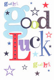 Warmth and encouragement shine from this joyful good luck card, where the words 'Good Luck' are artfully arranged in a lively mix of colours and playful fonts. Oversized baby-blue letters weave through bold red, moss green, and deep violet-each typeface issued like a supportive cheer from Bloomsbury's community corners. Pops of navy, lavender, and lemony lime sparkle across the crisp white background, conjuring the atmosphere of celebration found at a neighbourhood event in Russell Square. Scattered stars, both vivid and faint, create a visual sense of dreams and possibilities unfurling, much like spring blossoms in local gardens. The flat, smooth surface hints at premium card stock-inviting touch and promising lasting memories. Whether for a new job, university exam, or a bold leap into the creative arts, this card feels like the sincere wishes and hopeful optimism Bloomsbury locals share-each detail an echo of belief in the recipient's bright future.